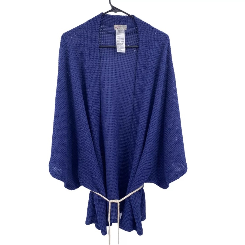 Free People Blue Waffle Knit Kimono Duster Topper - Picture 5 of 10